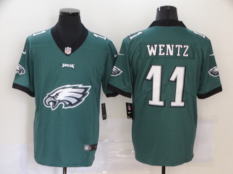 Men Philadelphia Eagles 11 Carson Wentz Green Vapor Untouchable Fashion Nike NFL Jersey 4